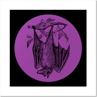 Halloween Bat, Omens, Signs, and Fortunes - Purple and Black Style Posters and Art